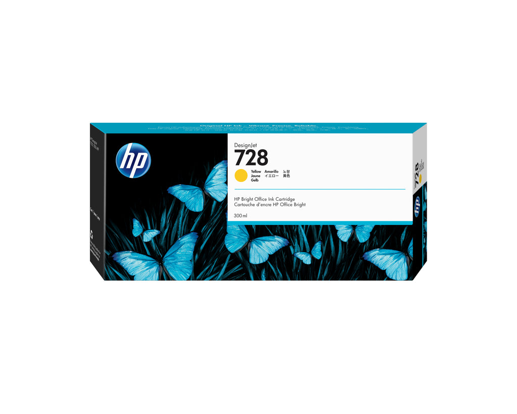 HP Genuine F9K15A / 728 Ink cartridge yellow 300ml for HP DesignJet T 730/830