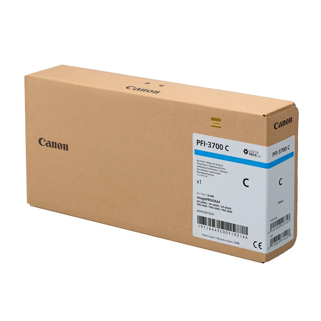Canon PFI-3700C Cyan Genuine Ink Cartridge 700ml 6445C001AA PFI3700C - Canon PFI-3700 Ink