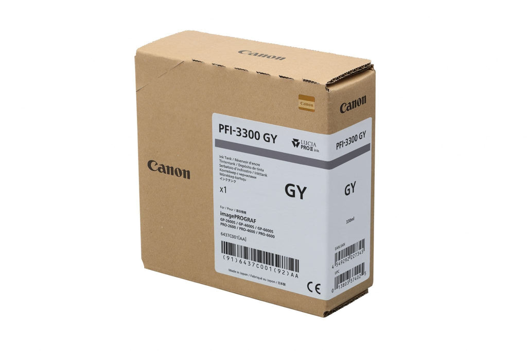 Canon PFI-3300GY Grey Genuine Ink Cartridge 330ml 6437C001AA PFI3300GY - Canon PFI-3300 Ink