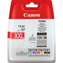 Load image into Gallery viewer, Canon Genuine CLI-581XXL EXTRA HIGH CAP MULTI PACK (BK,C,M,Y) 1998C005AA CLI581XXL