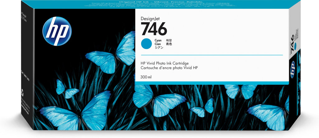HP Genuine P2V80A / 746 Cyan Ink 300ml for HP DesignJet Z 6/9+