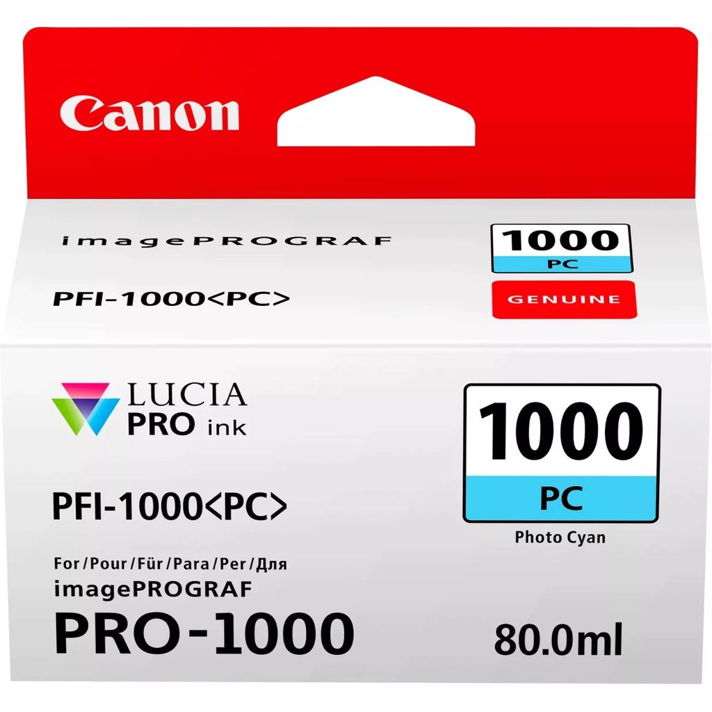 Canon Genuine PFI-1000PC Photo Cyan Ink 0550C001AA 80ml Pro1000 PFI1000PC - PFI-1000 ink