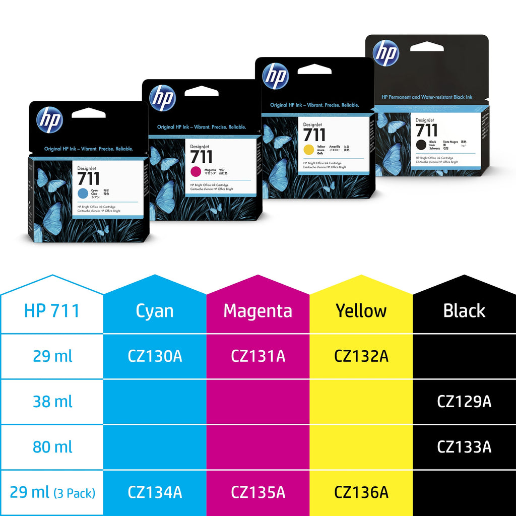 HP Genuine CZ132A / 711 Ink cartridge yellow 29ml for HP DesignJet T 520