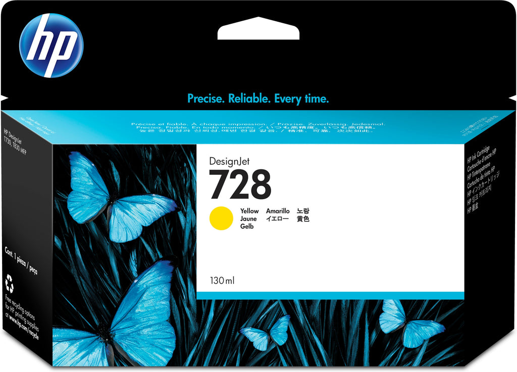 HP Genuine F9J65A / 728 Ink cartridge yellow 130ml for HP DesignJet T 730/830