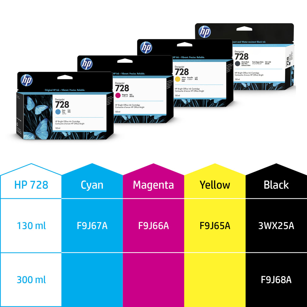 HP Genuine F9J66A / 728 Ink cartridge magenta 130ml for HP DesignJet T 730/830