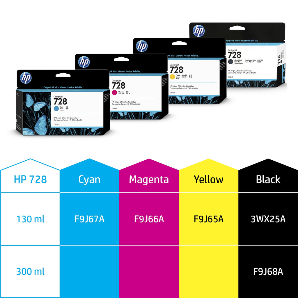 HP Genuine F9J67A / 728 Ink cartridge cyan 130ml for HP DesignJet T 730/830